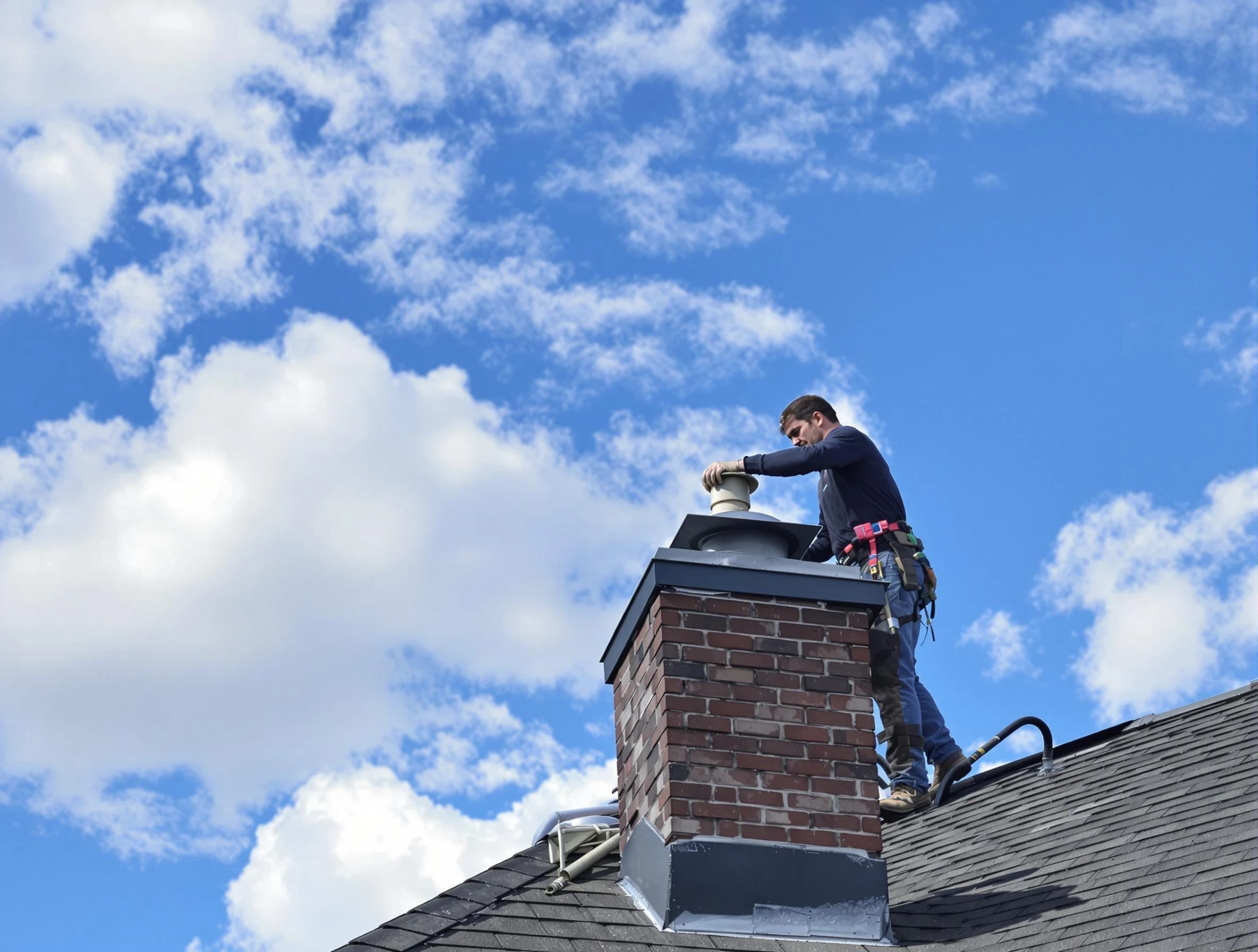 Fairburn Chimney Sweep installing a sturdy chimney cap in Fairburn, GA