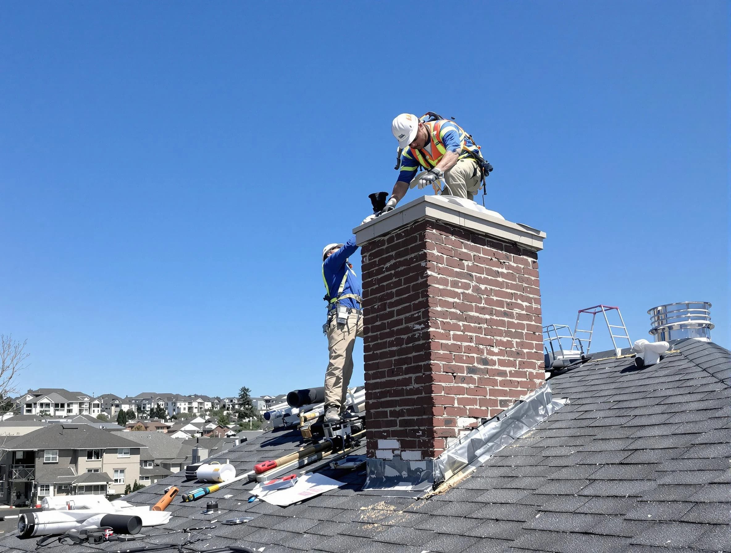 Fairburn Chimney Sweep repairing a chimney crown in Fairburn, GA