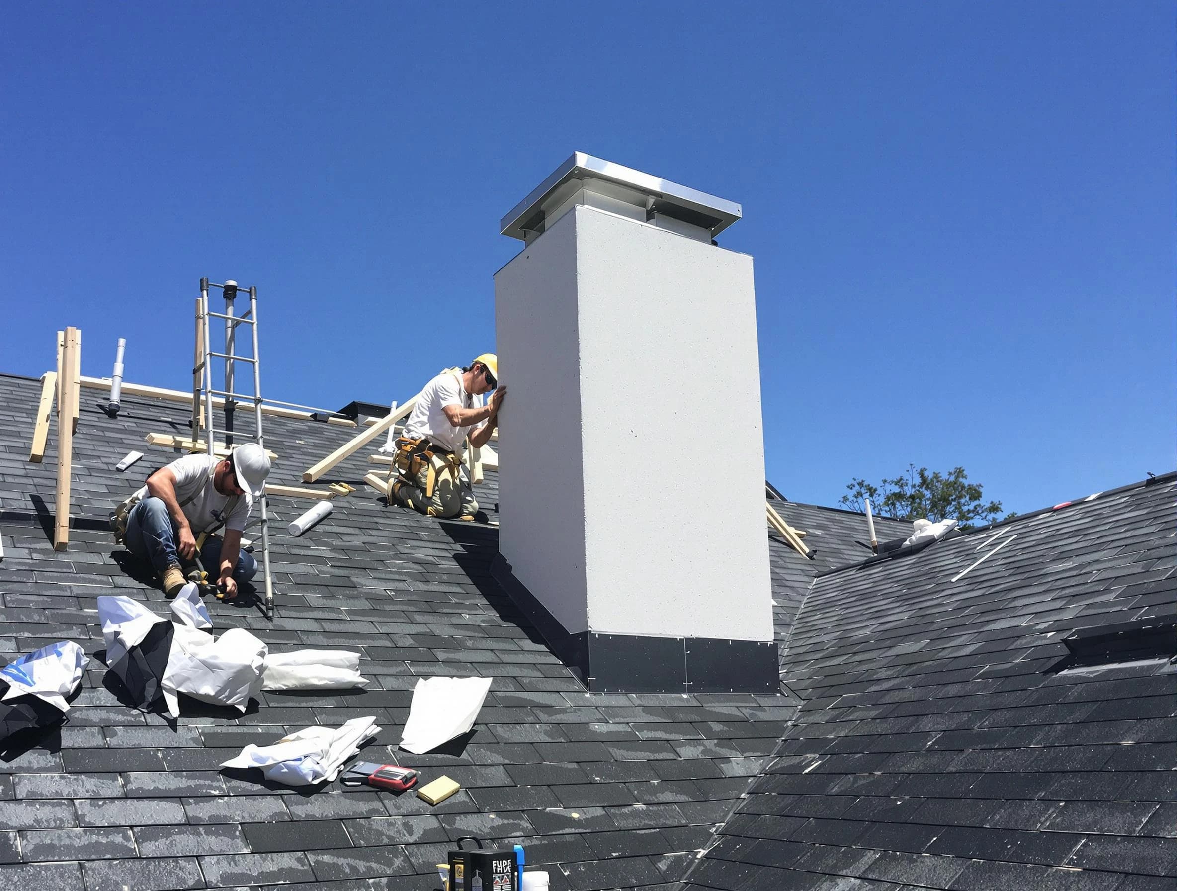 Fairburn Chimney Sweep crew installing a new chimney in Fairburn, GA