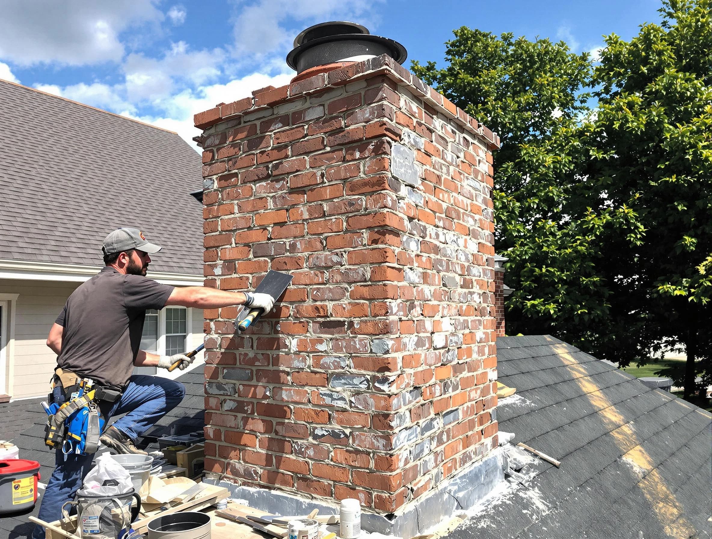 Completed chimney rebuild by Fairburn Chimney Sweep in Fairburn, GA