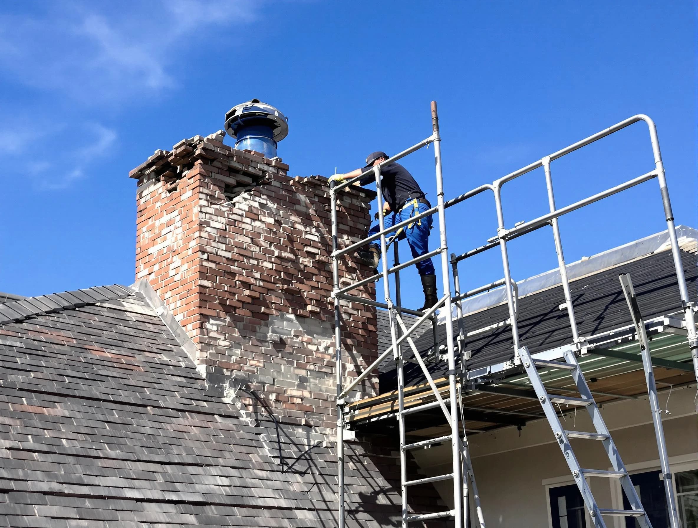 Rebuilding a chimney structure by Fairburn Chimney Sweep in Fairburn, GA
