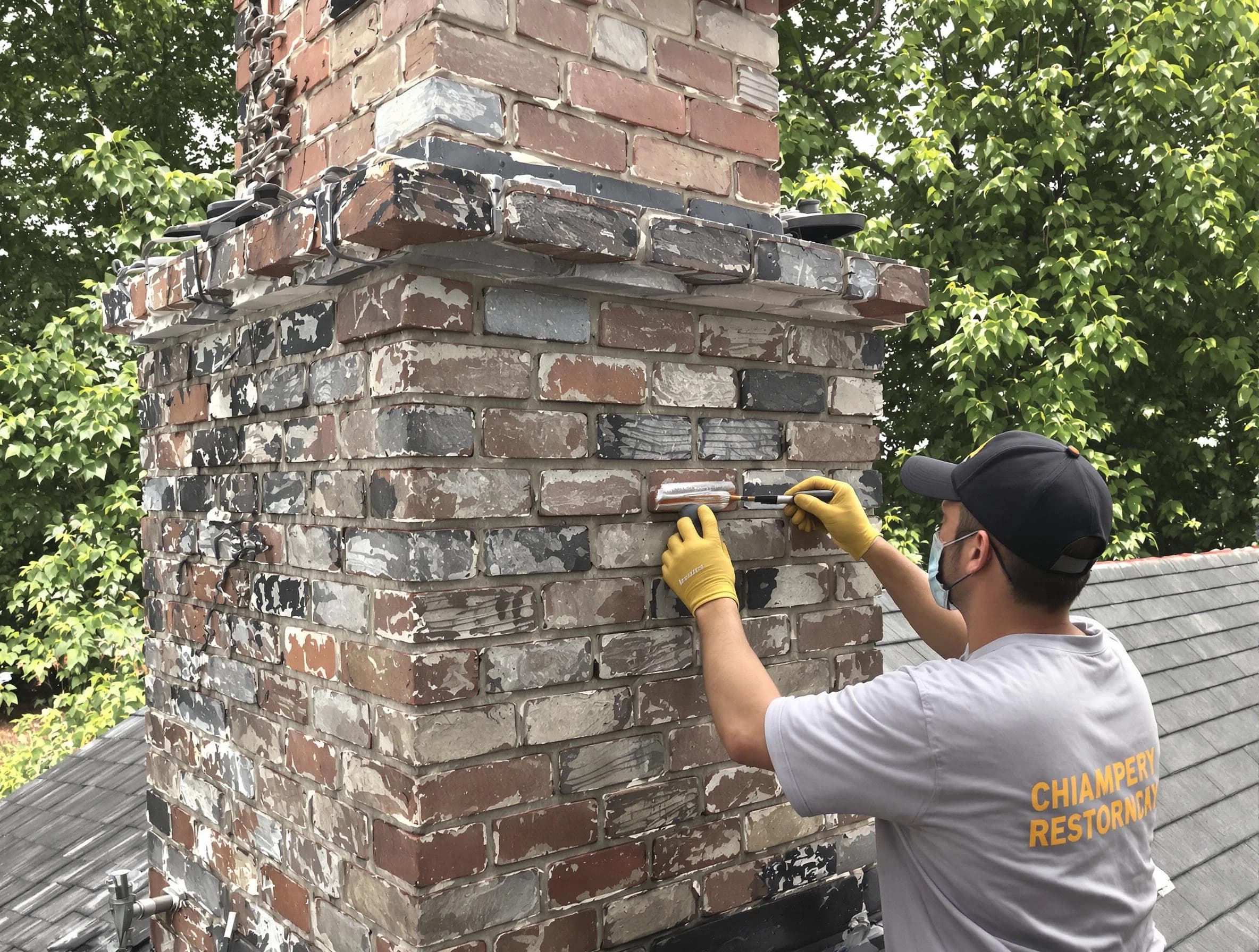 In-progress chimney restoration by Fairburn Chimney Sweep in Fairburn, GA