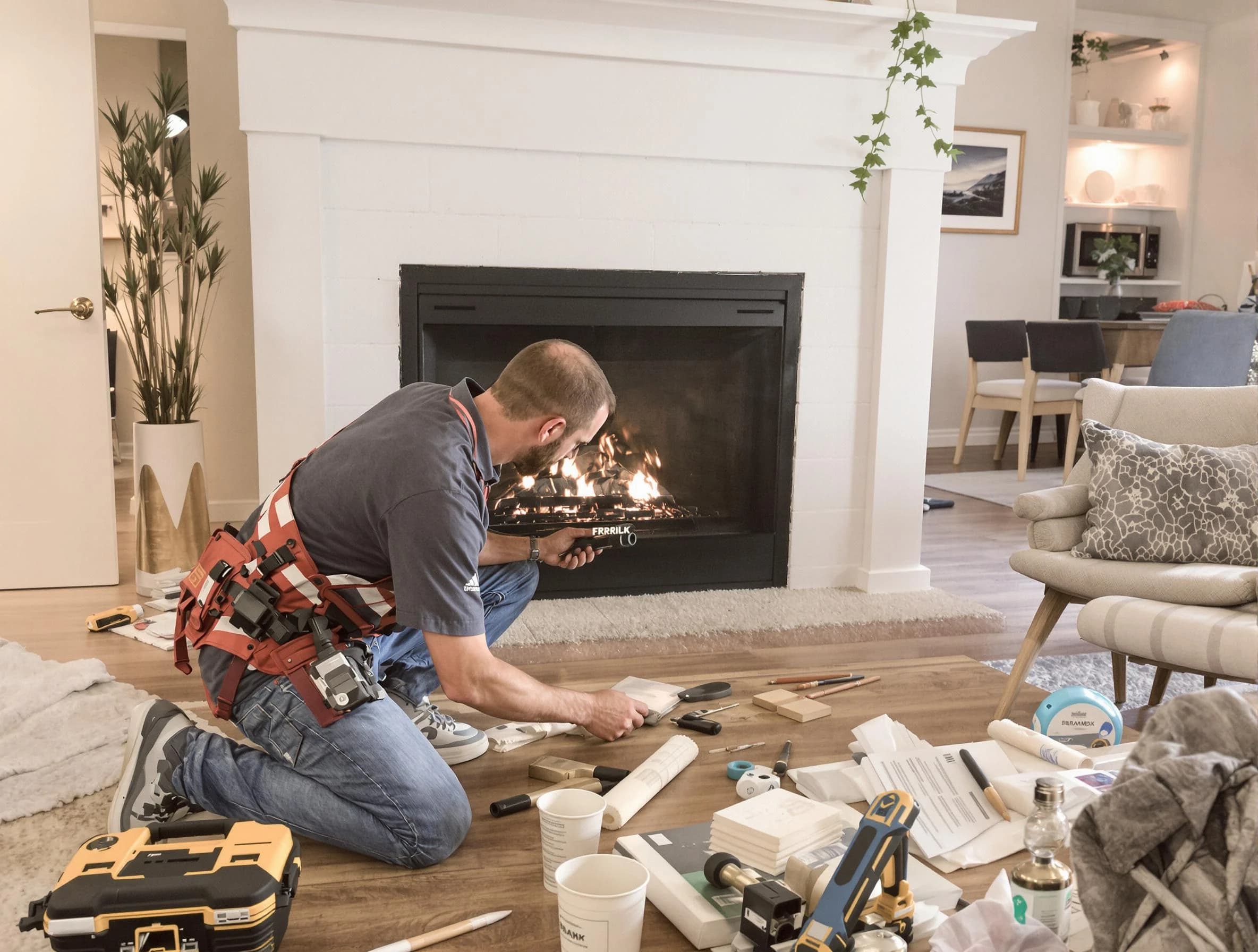 Fairburn Chimney Sweep performing fireplace repair in Fairburn, GA