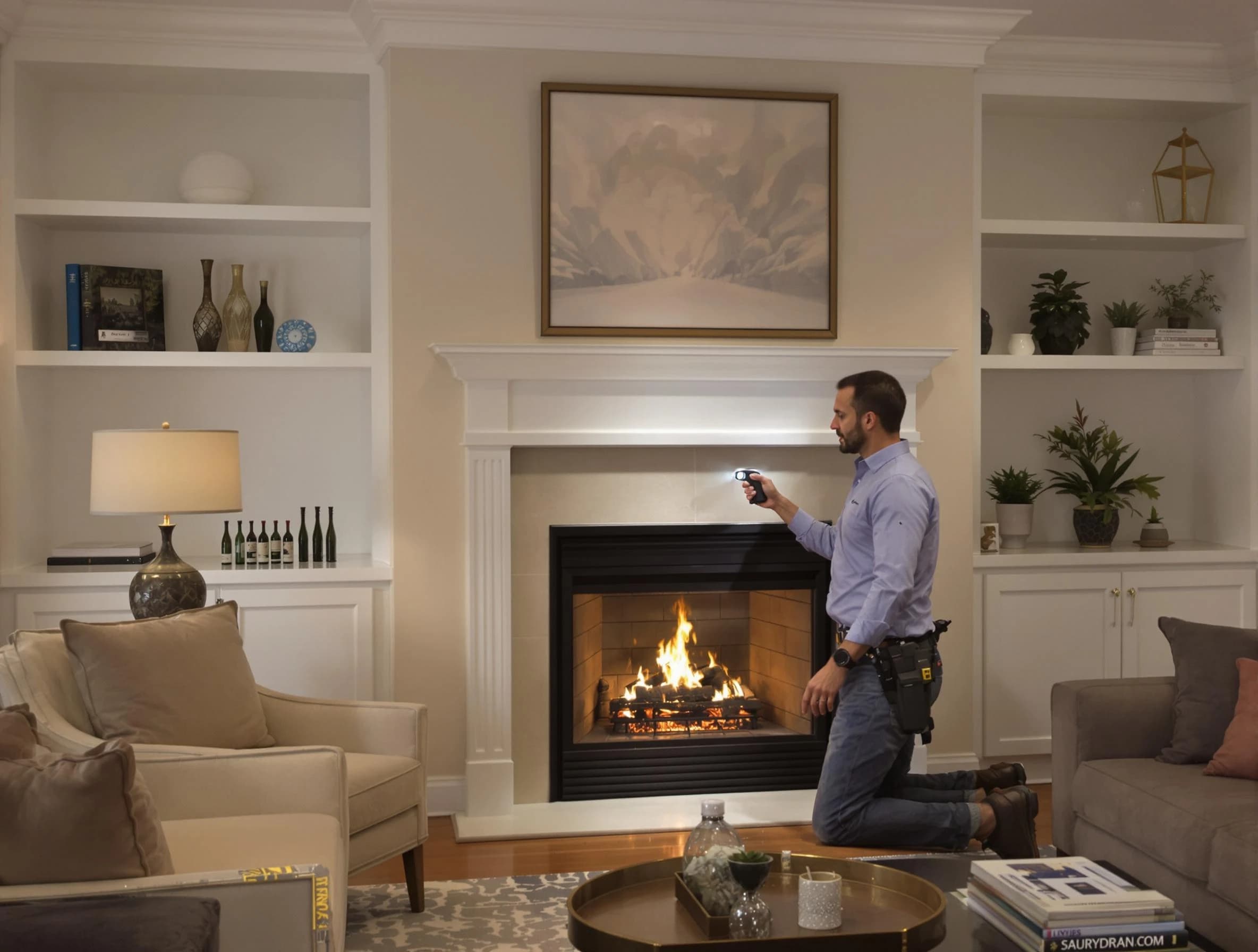 Fairburn Chimney Sweep conducting a fireplace safety inspection in Fairburn, GA