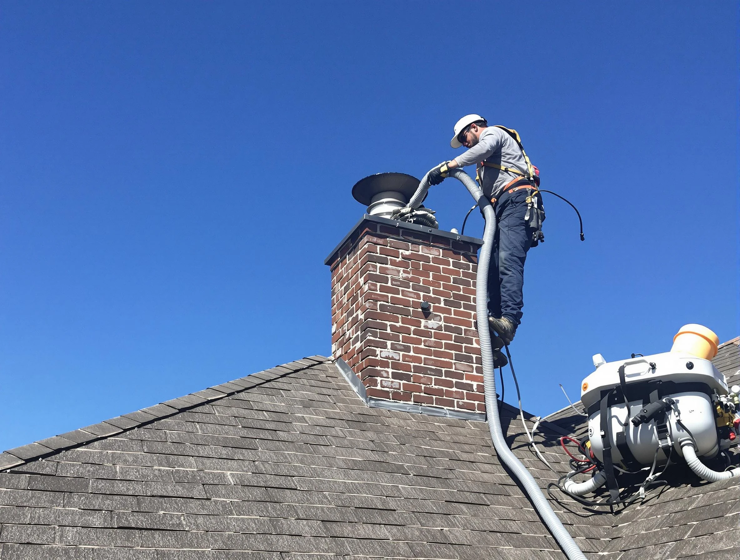 Dedicated Fairburn Chimney Sweep team member cleaning a chimney in Fairburn, GA