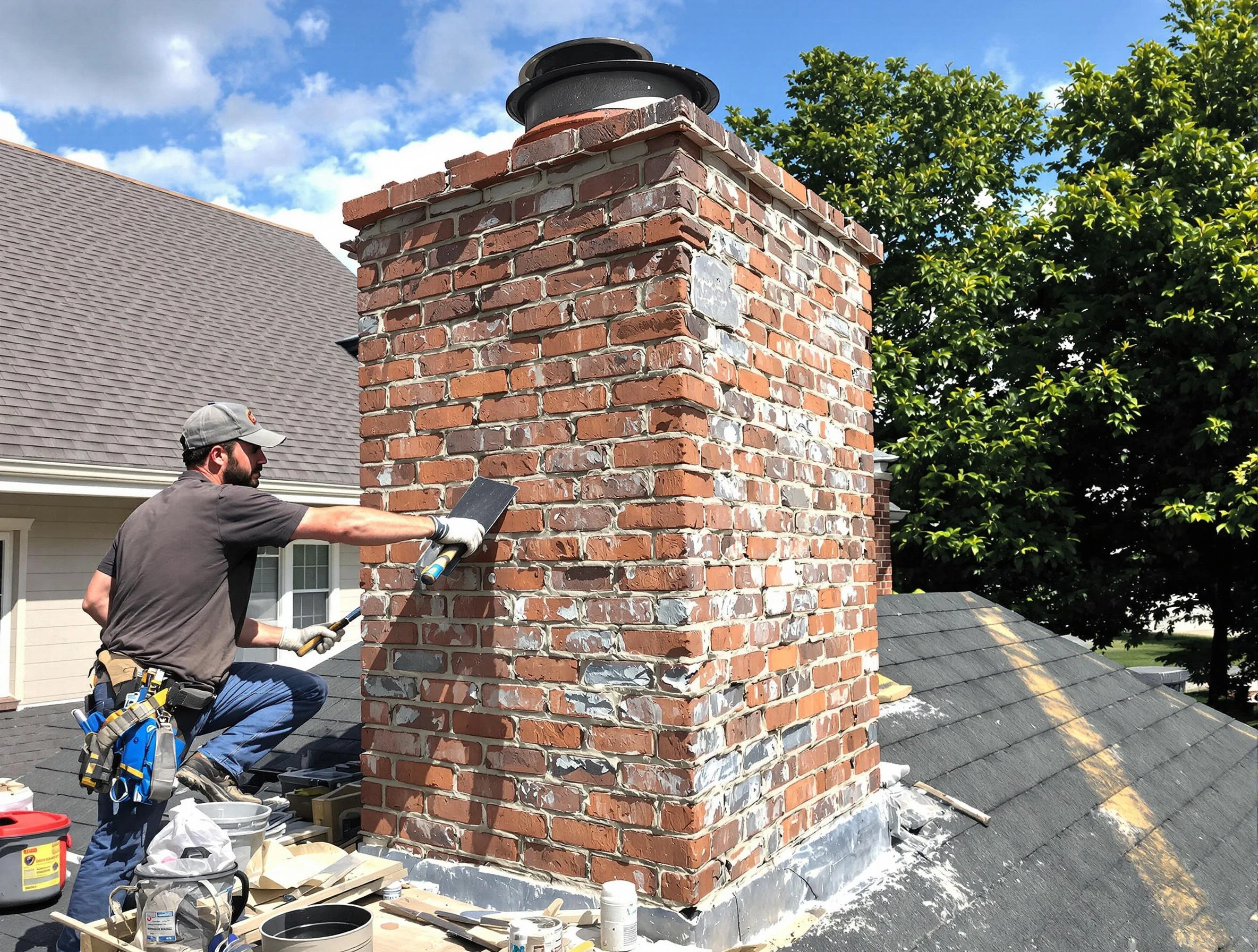 Completed chimney rebuild by Fairburn Chimney Sweep in Fairburn, GA