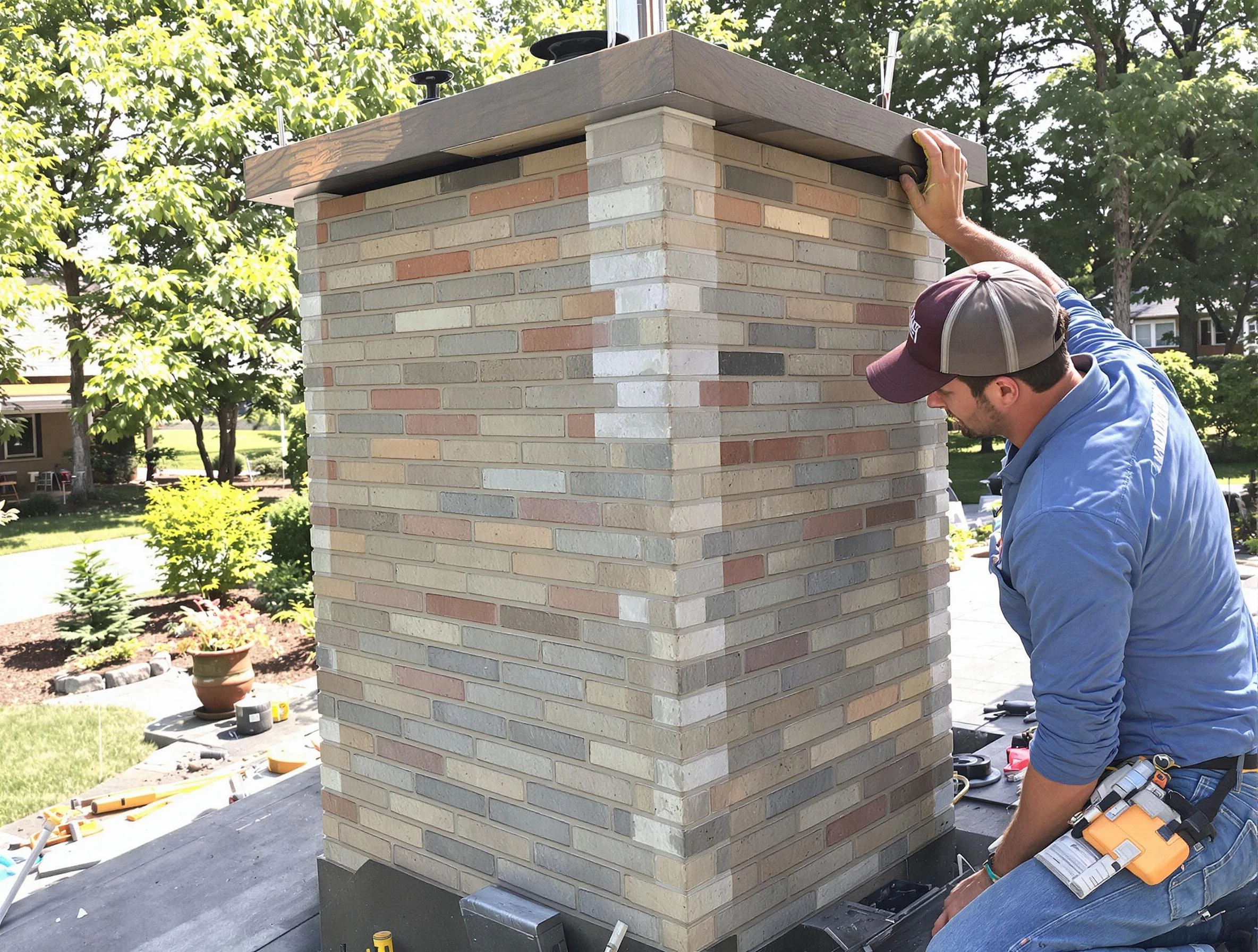 Fairburn Chimney Sweep completing a modern chimney remodel in Fairburn, GA