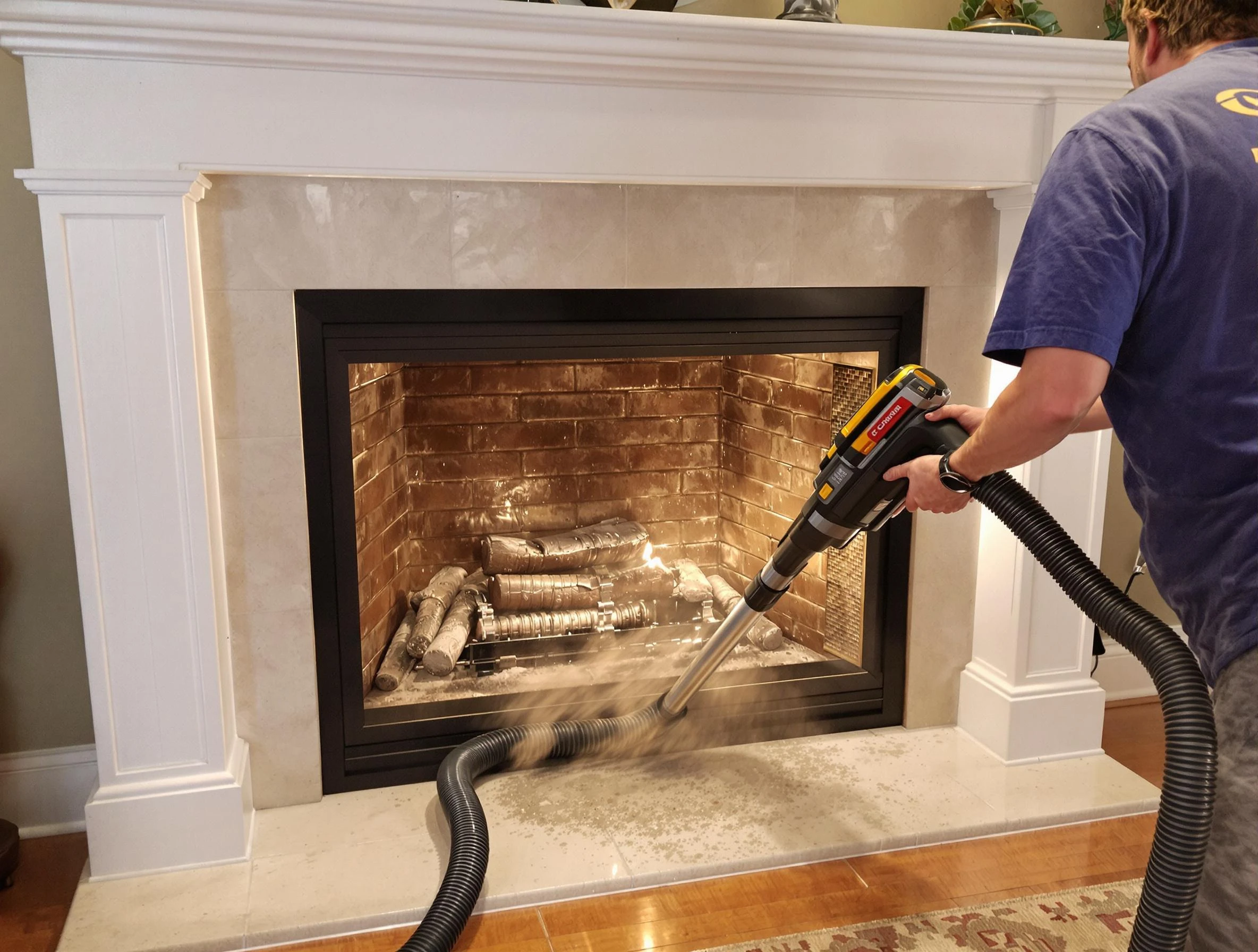 Fireplace cleaning performed by Fairburn Chimney Sweep in Fairburn, GA