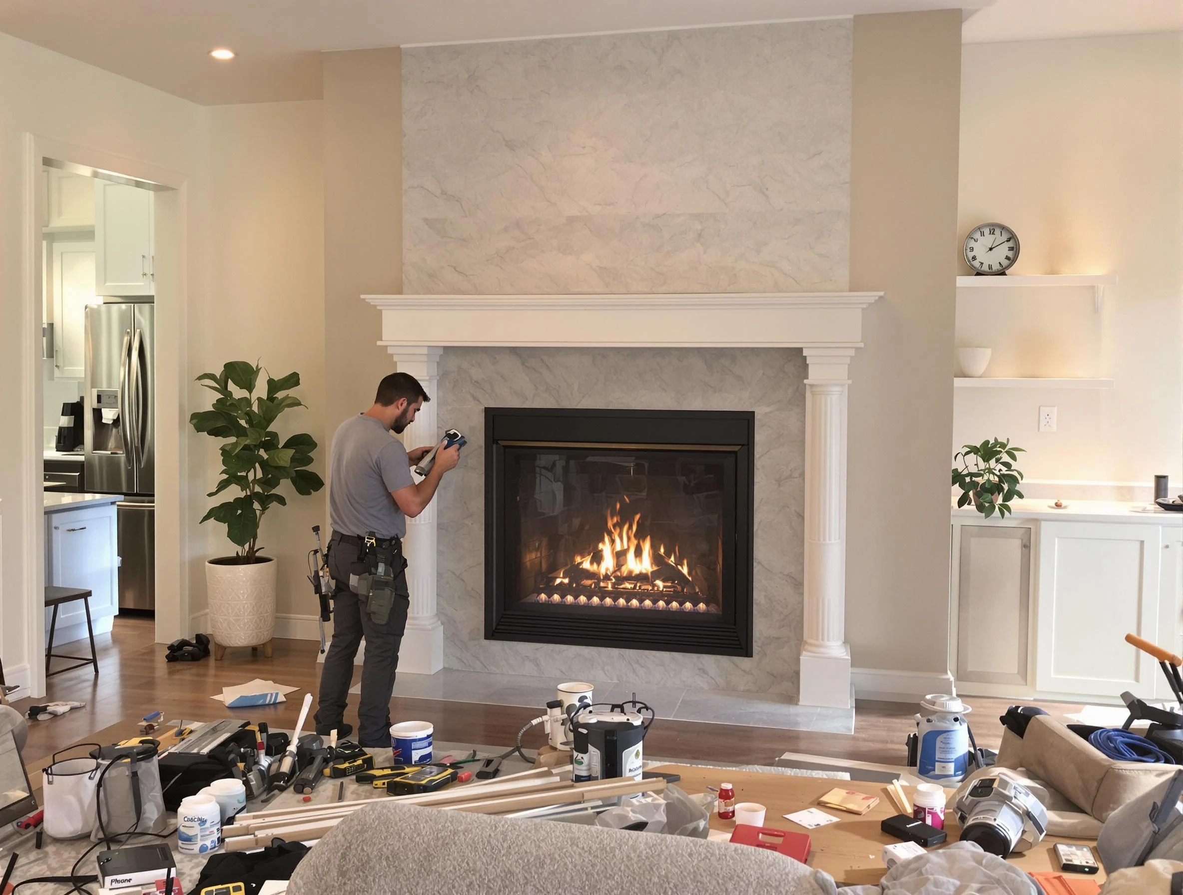 Newly installed fireplace by Fairburn Chimney Sweep in Fairburn, GA